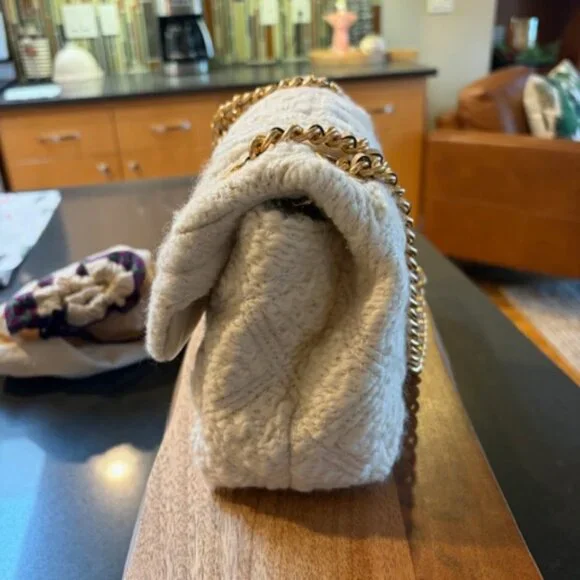 Tory Burch Fleming Soft Boucle Small Convertible Shoulder Bag, New Cream - Picture 9 of 14